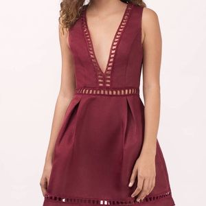 TOBI kayla ladder trim skate dress in wine